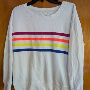 Lou & Grey White Sweater with Colorful Stripes